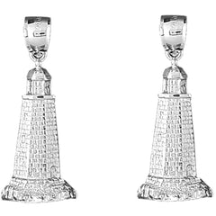 Sterling Silver 36mm Lighthouse Earrings