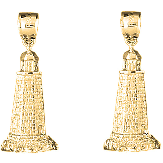 14K or 18K Gold 36mm Lighthouse Earrings