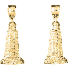 Yellow Gold-plated Silver 36mm Lighthouse Earrings