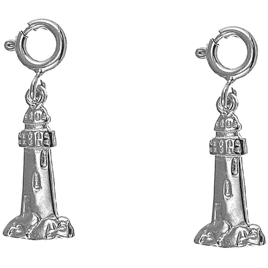 Sterling Silver 19mm Lighthouse Earrings