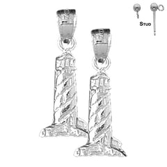 Sterling Silver 24mm 3D Cape Hatteras Earrings (White or Yellow Gold Plated)