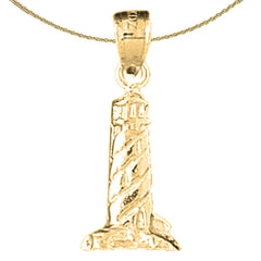 Sterling Silver 3D Cape Hatteras Pendant (Rhodium or Yellow Gold-plated)