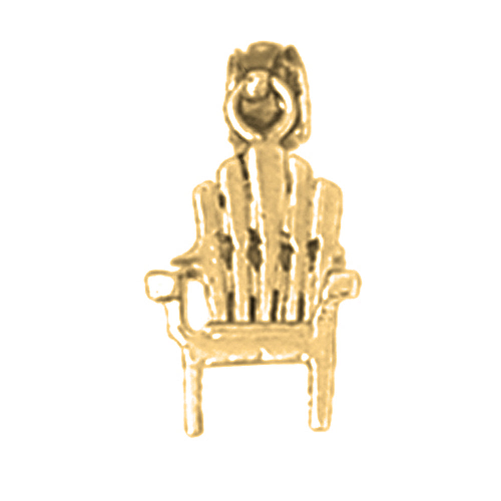14K or 18K Gold 3D Beach Chair Pendant