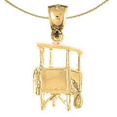 Sterling Silver Lifeguard Tower Pendant (Rhodium or Yellow Gold-plated)