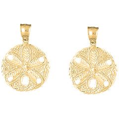 Yellow Gold-plated Silver 34mm Sand Dollar Earrings