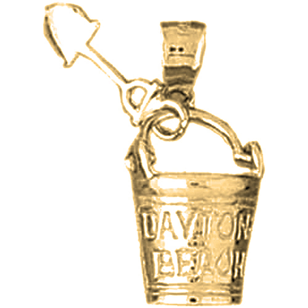 Yellow Gold-plated Silver Daytona Beach Pail And Shovel Pendant