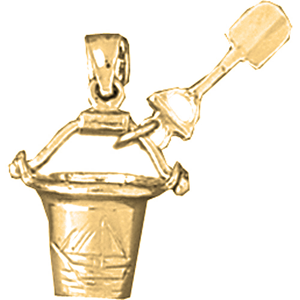 Yellow Gold-plated Silver Pail And Shovel Pendant