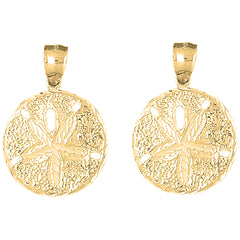 Yellow Gold-plated Silver 32mm Sand Dollar Earrings