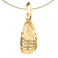 Sterling Silver Flip Flop Pendant (Rhodium or Yellow Gold-plated)
