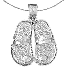 Sterling Silver Flip Flops Pendant (Rhodium or Yellow Gold-plated)