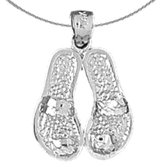 Sterling Silver Flip Flops Pendant (Rhodium or Yellow Gold-plated)