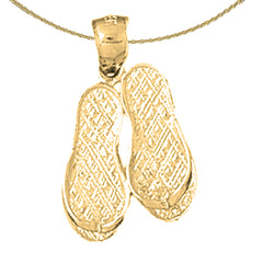 Sterling Silver Flip Flop Pendant (Rhodium or Yellow Gold-plated)