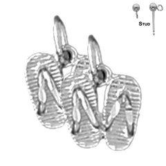 Sterling Silver 12mm Flip Flop Earrings (White or Yellow Gold Plated)