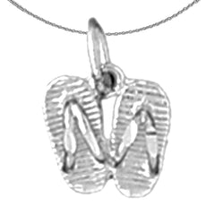 Sterling Silver Flip Flop Pendant (Rhodium or Yellow Gold-plated)