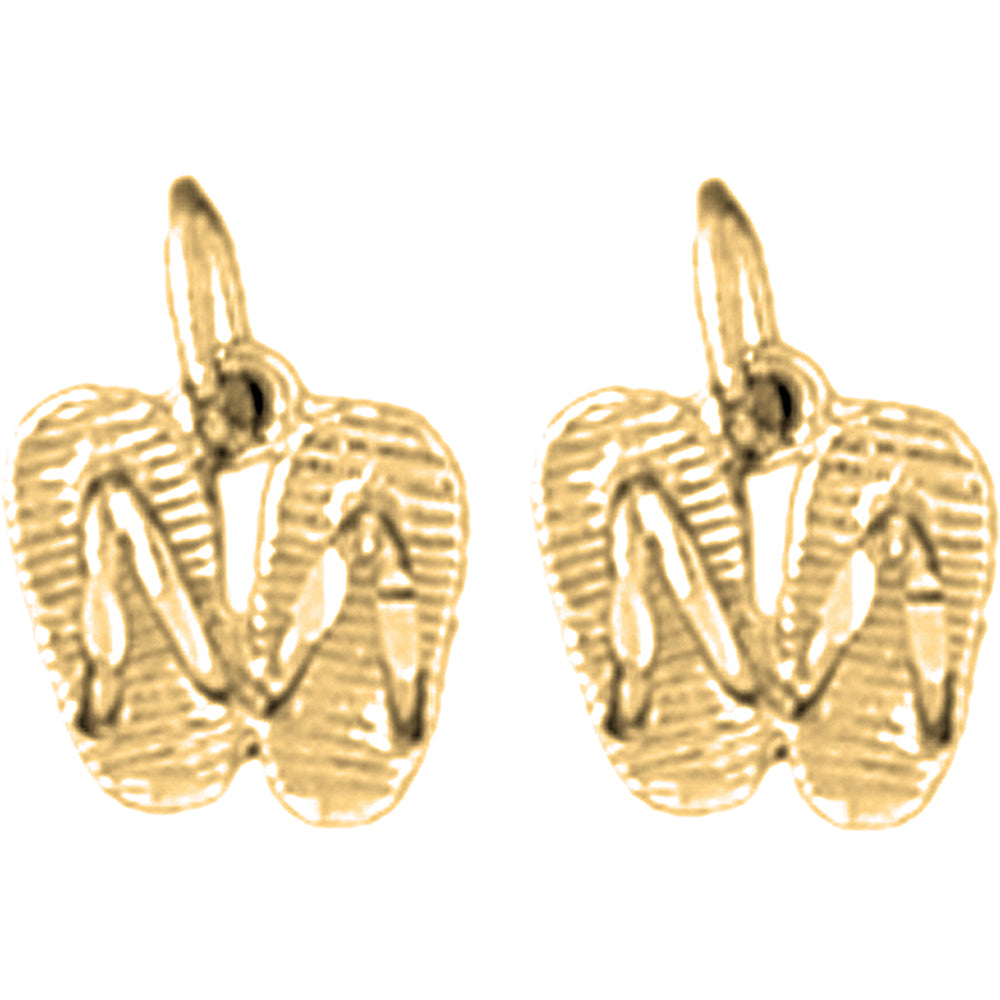 Yellow Gold-plated Silver 12mm Flip Flop Earrings