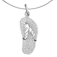 Sterling Silver Flip Flop Pendant (Rhodium or Yellow Gold-plated)