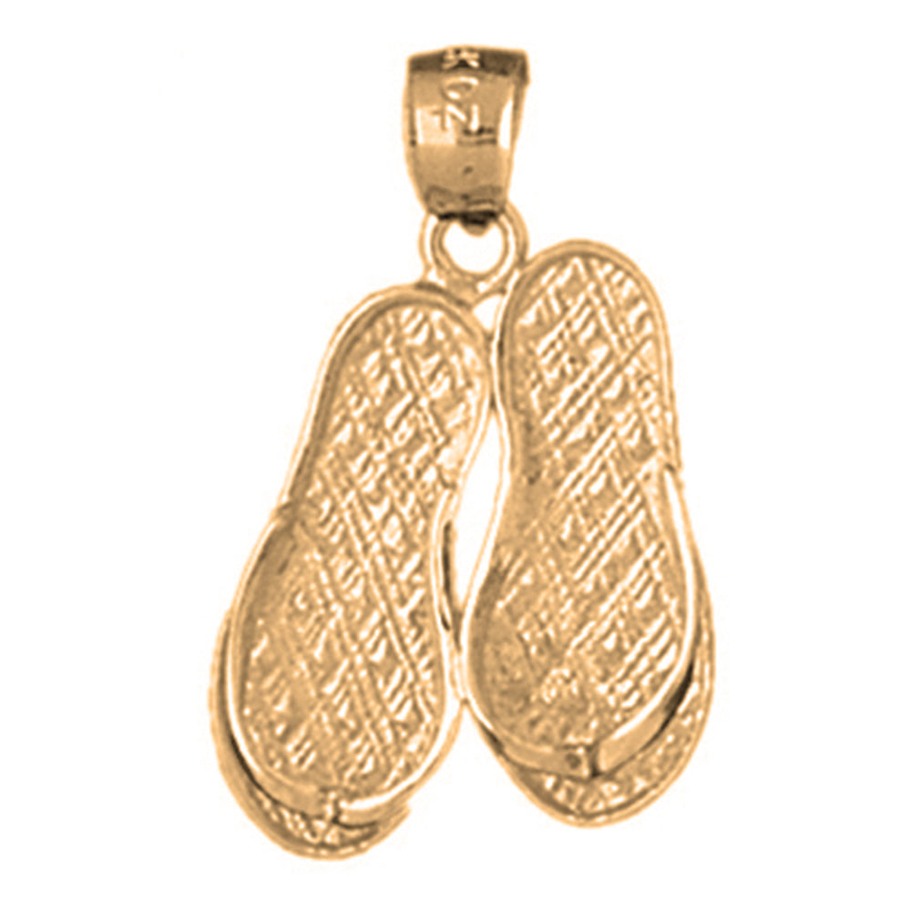 Yellow Gold-plated Silver Flip Flop Pendant