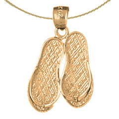 Sterling Silver Flip Flop Pendant (Rhodium or Yellow Gold-plated)