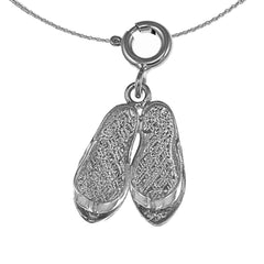 Sterling Silver Flip Flop Pendant (Rhodium or Yellow Gold-plated)