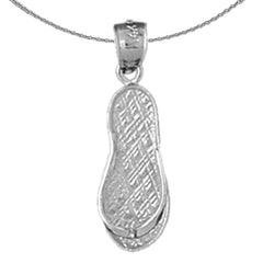 Sterling Silver Flip Flop Pendant (Rhodium or Yellow Gold-plated)