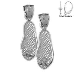 Sterling Silver 20mm Flip Flop Earrings (White or Yellow Gold Plated)