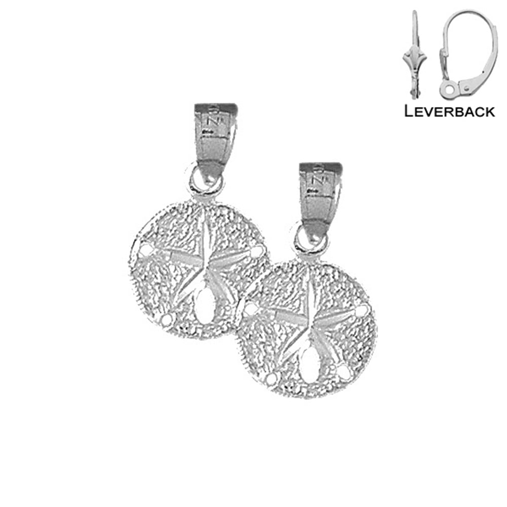 Sterling Silver 20mm Sand Dollar Earrings (White or Yellow Gold Plated)