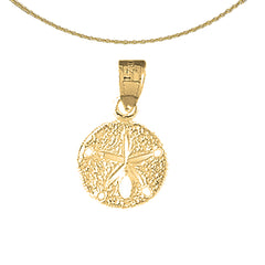 Sterling Silver Sand Dollar Pendant (Rhodium or Yellow Gold-plated)