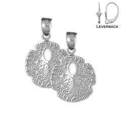 Sterling Silver 25mm Sand Dollar Earrings (White or Yellow Gold Plated)