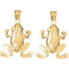 14K or 18K Gold 38mm Frog Earrings