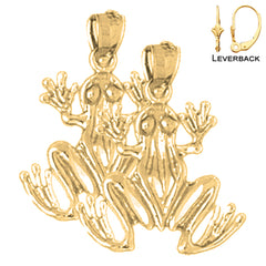 14K or 18K Gold 22mm Frog Earrings