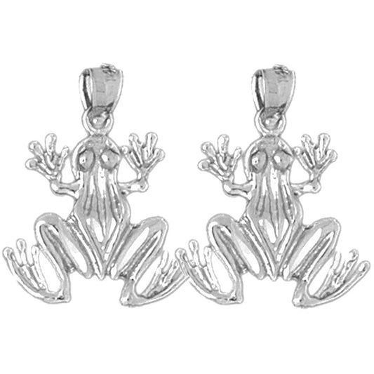 Sterling Silver 22mm Frog Earrings