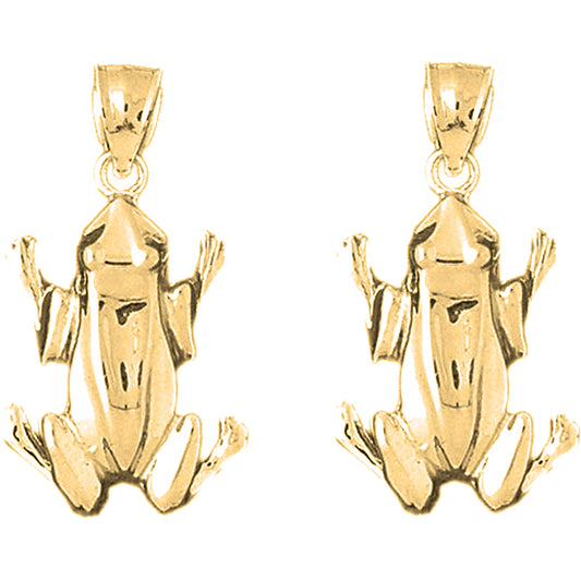 14K or 18K Gold 32mm Frog Earrings