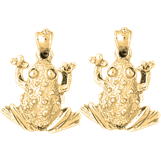 Yellow Gold-plated Silver 20mm Frog Earrings