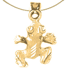 Sterling Silver Frog Pendant (Rhodium or Yellow Gold-plated)