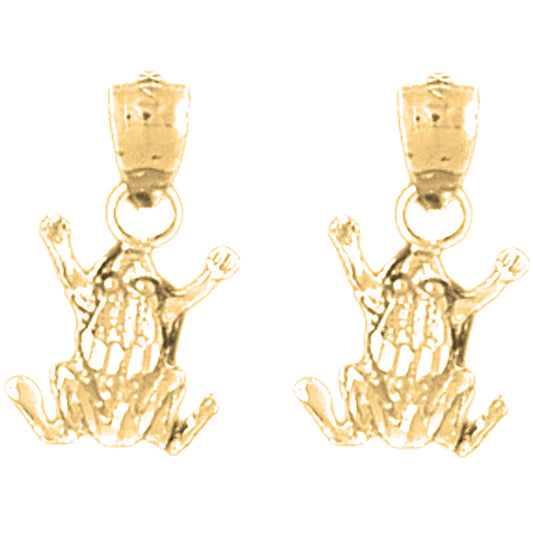Yellow Gold-plated Silver 17mm Frog Earrings