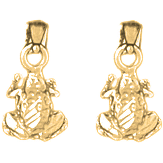 Yellow Gold-plated Silver 13mm Frog Earrings