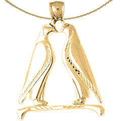 Sterling Silver Penguins Kissing Pendant (Rhodium or Yellow Gold-plated)