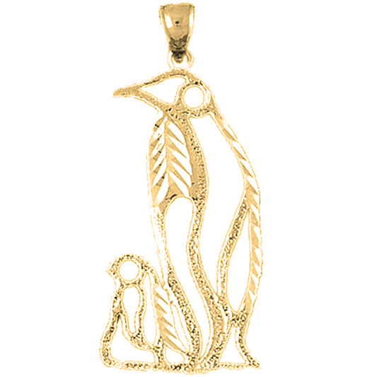 Yellow Gold-plated Silver Penguin Pendant