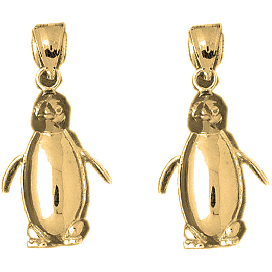 Yellow Gold-plated Silver 33mm Penguin Earrings