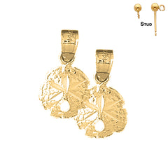 14K or 18K Gold 19mm Sand Dollar Earrings