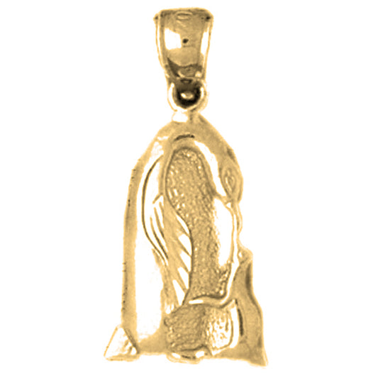 Yellow Gold-plated Silver Mother Feeding Baby Penguin Pendant