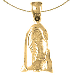 Sterling Silver Mother Feeding Baby Penguin Pendant (Rhodium or Yellow Gold-plated)