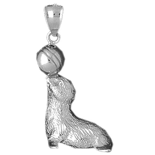 Sterling Silver Seal With Ball Pendant