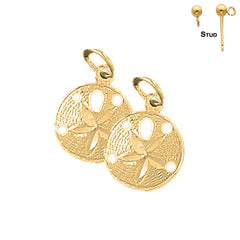 Sterling Silver 17mm Sand Dollar Earrings (White or Yellow Gold Plated)