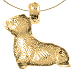 Sterling Silver Baby Seal Pendant (Rhodium or Yellow Gold-plated)