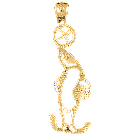 Yellow Gold-plated Silver Seal With Ball Pendant