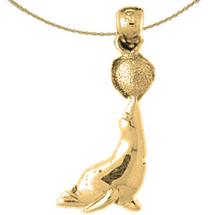 14K or 18K Gold Seal With Ball Pendant