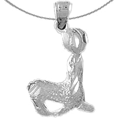 Sterling Silver Seal With Ball Pendant (Rhodium or Yellow Gold-plated)