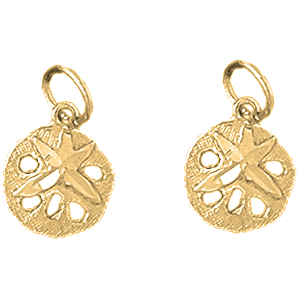 Yellow Gold-plated Silver 15mm Sand Dollar Earrings