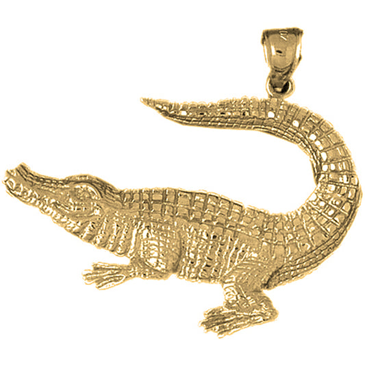 Yellow Gold-plated Silver Crocodile Pendant